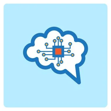Flat color brain icon Stock Illustration