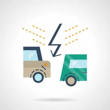 Flat color car accident vector icon Stock Illustration