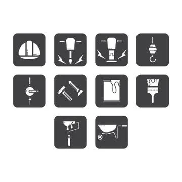 Flat color construction icon set Stock Illustration