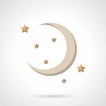 Flat color crescent vector icon Stock Illustration