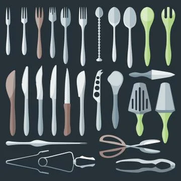 Flat color cutlery set Stock Illustration