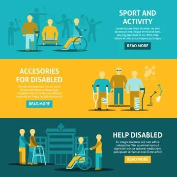 Flat Color Disabled Horizontal Banners Illustrazione stock