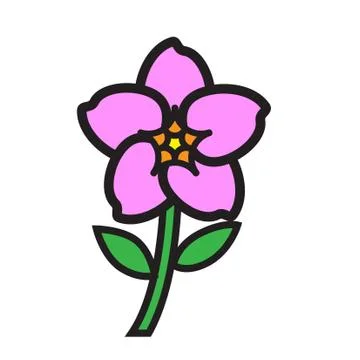 Flat color flower icon Stock Illustration
