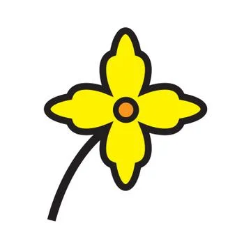 Flat color flower icon Stock Illustration