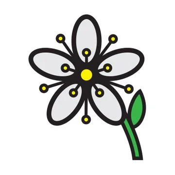 Flat color flower icon Stock Illustration