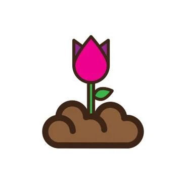 Flat color flower icon Stock Illustration
