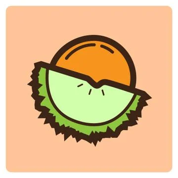 Flat color fruit icon Stock Illustration
