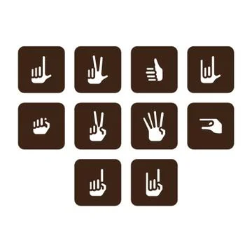 Flat color hand icon set Stock Illustration