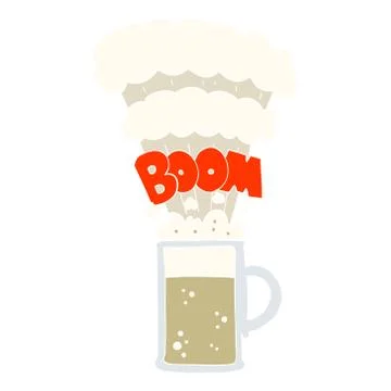 Flat color illustration of a cartoon exploding beer Stock Illustration