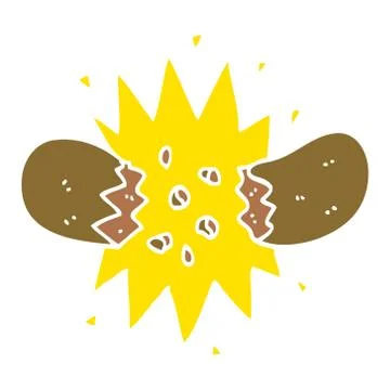 Flat color illustration cartoon exploding sausage Stock Illustration