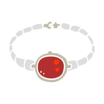 Flat color illustration of a cartoon ruby bracelet Stock Illustration
