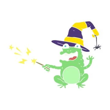 Flat color illustration of a cartoon toad casting spell Stock Illustration