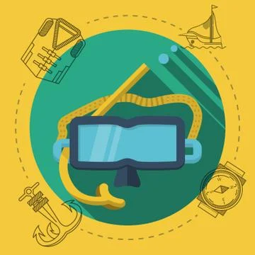 Flat color illustration for diving Stock Illustration