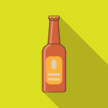 Flat color image of the bottle, long shadow Stock Illustration