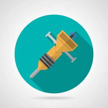 Flat color jackhammer vector icon Round blue flat vector icon for yellow j... Stock Photos
