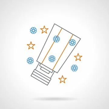 Flat color line sky lantern vector icon Stock Illustration