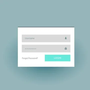 Flat color login form ui template in white Stock Illustration
