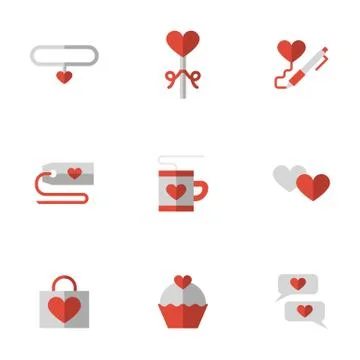 Flat color love relationship vector icons Stock Illustration