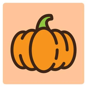 Flat color pumpkin icon Stock Illustration