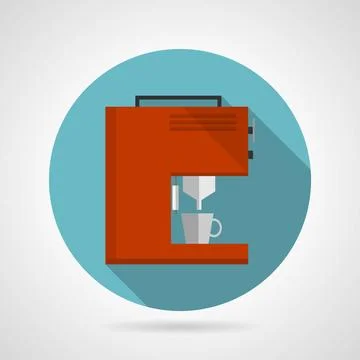 Flat color red coffee machine vector icon Round blue flat vector icon for ... Foto stock