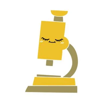 Flat color retro cartoon microscope Stock Illustration