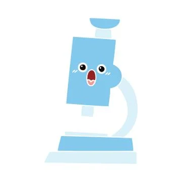 Flat color retro cartoon microscope Stock Illustration