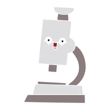 Flat color retro cartoon microscope Illustrazione stock