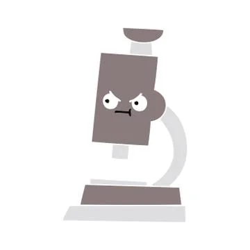 Flat color retro cartoon microscope Stock Illustration