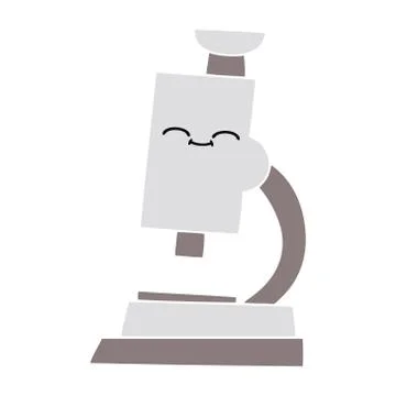 Flat color retro cartoon microscope Stock Illustration