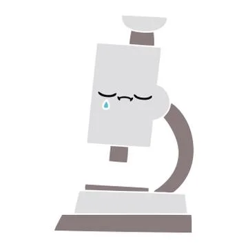 Flat color retro cartoon microscope Stock Illustration
