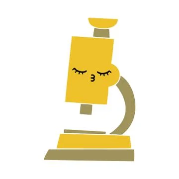 Flat color retro cartoon microscope Illustrazione stock