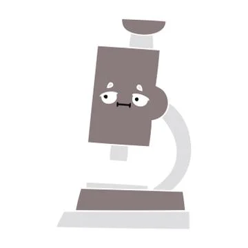 Flat color retro cartoon microscope Stock Illustration
