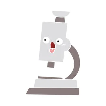 Flat color retro cartoon microscope Stock Illustration