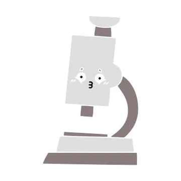 Flat color retro cartoon microscope Stock Illustration