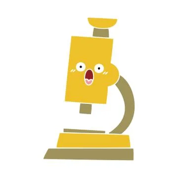 Flat color retro cartoon microscope Stock Illustration
