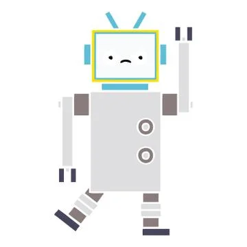 Flat color retro cartoon robot Stock Illustration