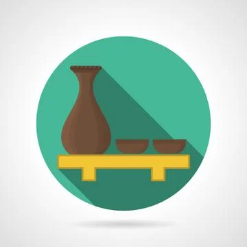 Flat color sake set vector icon Stock Illustration