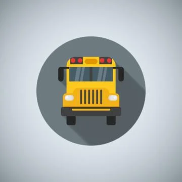 Flat color school bus icon. For printing, web and applications. Vector Stock Illustration
