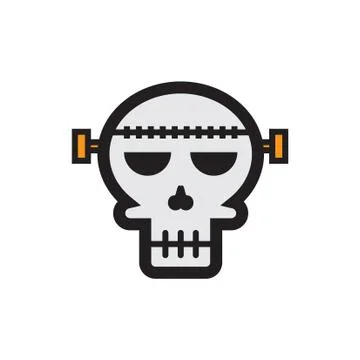 Flat color skull icon Stock Illustration