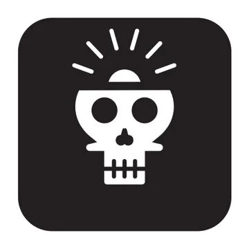 Flat color skull icon Stock Illustration