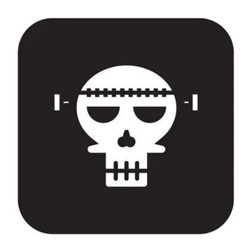 Flat color skull icon Stock Illustration