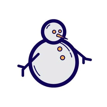 Flat color snowman icon Stock Illustration