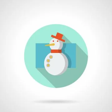 Flat color snowman round vector icon Stock Illustration