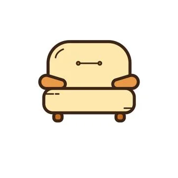 Flat color sofa icon Stock Illustration