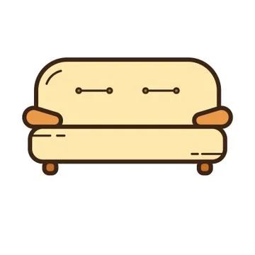 Flat color sofa icon Illustrazione stock