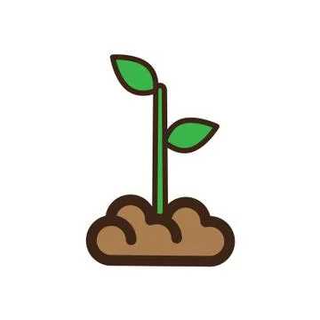 Flat color sprout icon Illustrazione stock