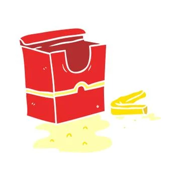 Flat color style cartoon empty box of fries Stock Illustration
