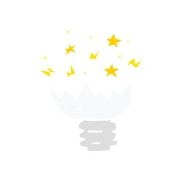 Flat color style cartoon exploding light bulb 스톡 일러스트