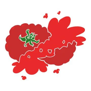 Flat color style cartoon squashed tomato Stock Illustration