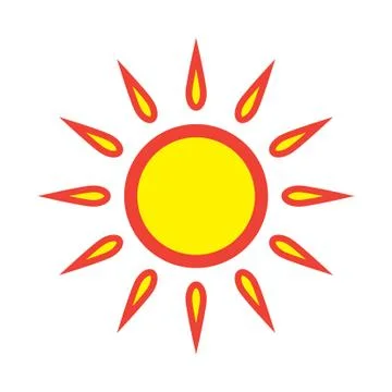 Flat color sun icon Stock Illustration